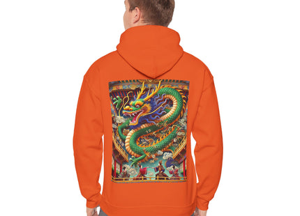 Tibetan Dragon Over Kabuki Duel – Heavy Blend™ Hooded Sweatshirt