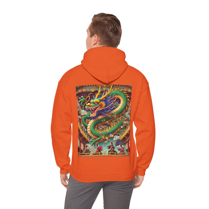 Tibetan Dragon Over Kabuki Duel – Heavy Blend™ Hooded Sweatshirt