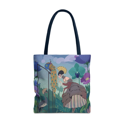 🦚🌸 The Lady Of The Peacock Garden Tote Bag – Art Deco Floral Fantasy