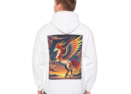 Flame-Winged Horse at Sunset – Heavy Blend™ Hooded Sweatshirt