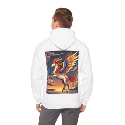 Flame-Winged Horse at Sunset – Heavy Blend™ Hooded Sweatshirt