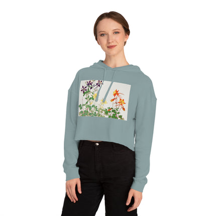 Aquilegia Flowers by Tanigami Kônan Women’s Cropped Hooded Sweatshirt
