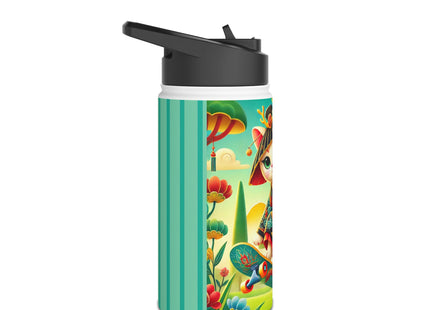 Dragon Dance on Wheels Stainless Steel Water Bottle, Standard Lid
