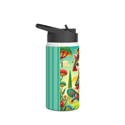 Dragon Dance on Wheels Stainless Steel Water Bottle, Standard Lid