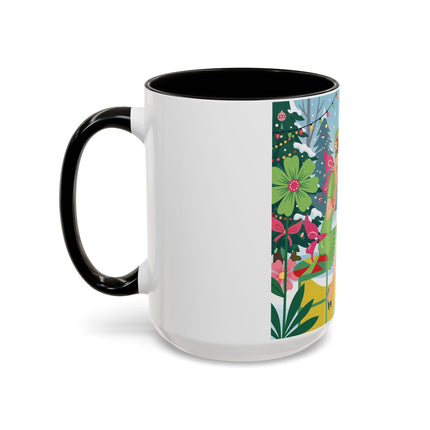 ☕🎄 Christmas Tea In The Snow Garden Colorful Mug – Art Deco Holiday Friendship