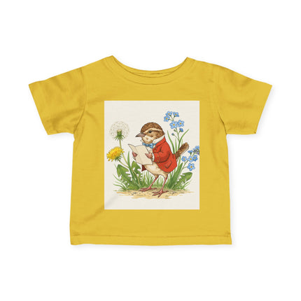 🐦📜 The Little Meadow Songbird Infant Fine Jersey Tee – Whimsical Woodland Charm