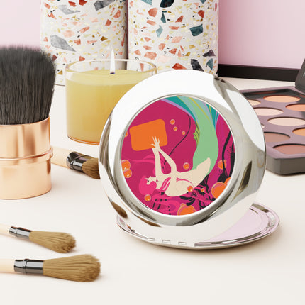 Mermaid Dive Compact Mirror – Vibrant Waves & Playful Charm