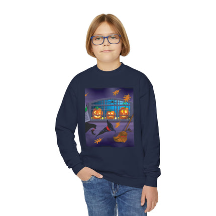 Whimsical Halloween Mischief Youth Crewneck Sweatshirt