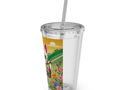 Samurai Kitten Sunsplash Tumbler with Straw, 16oz