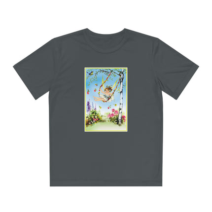 Spring Fairy's Floral Swing Youth Competitor Tee – Garden Magic & Whimsical Adventure