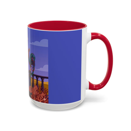 The Dawn Serenade Colorful Mug (11oz, 15oz) – Rooster Beauty, Morning Charm & Art Deco Elegance