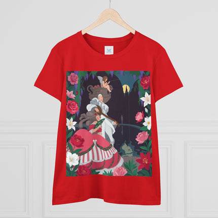 🌹🎶 The Midnight Garden Serenade Cotton Tee – Art Deco Romantic Fantasy
