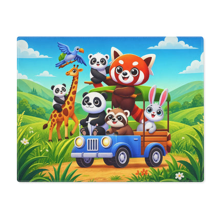 🦒🐼 Safari Friends on the Move Placemat – Whimsical Sunny Savanna Adventure