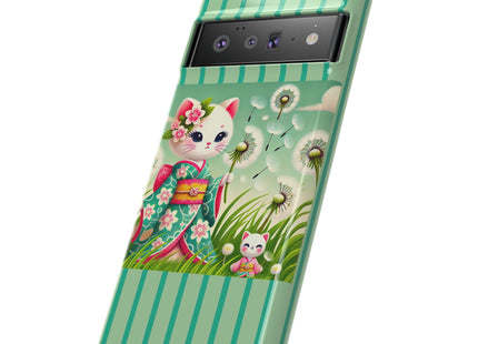 Geisha Kitten and the Dandelion Phone Cases