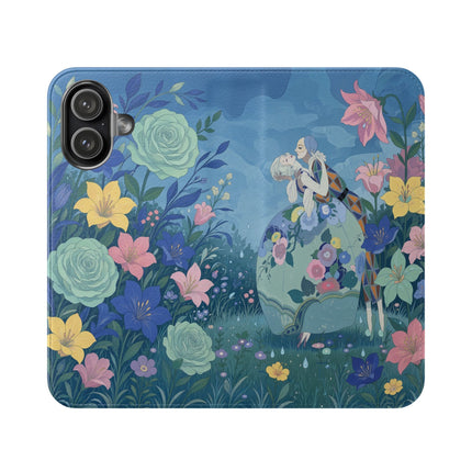 🌸💙 The Lovers In The Enchanted Garden Flip Case – Art Deco Floral Romance