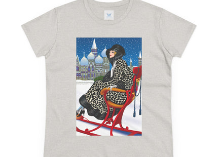 Elegant Winter Woman in Sleigh Women's Midweight Cotton Tee