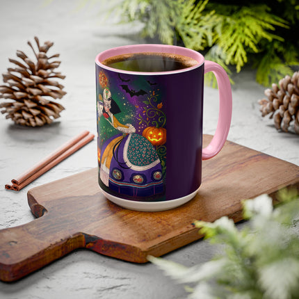 🎭🎃 The Masquerade Beneath The Pumpkin Lantern Colorful Mug – Theatrical Halloween Charm