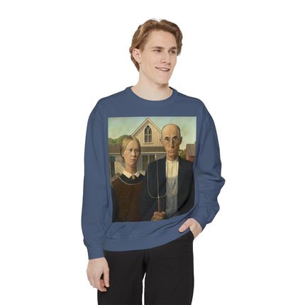 American Gothic by Grant Wood Unisex Garment-Dyed Sweatshirt