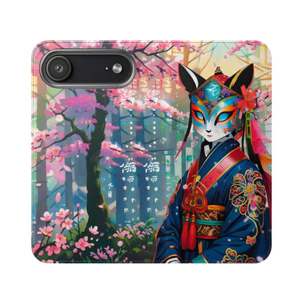 🦊⚔️ Cyberpunk Samurai Maiden Flip Case – Neon Grace & Warrior Courage