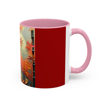 Red Panda at an Autumn Bamboo Grove Colorful Mugs (11oz, 15oz)
