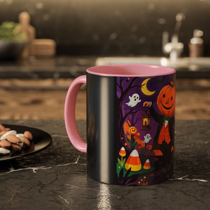 🎃🏮 The Pumpkin Gentleman's Moonlit Stroll Colorful Mug – Whimsical Halloween Charm