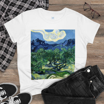 Olive Trees by Vincent Van Gogh Women's Midweight Cotton Tee