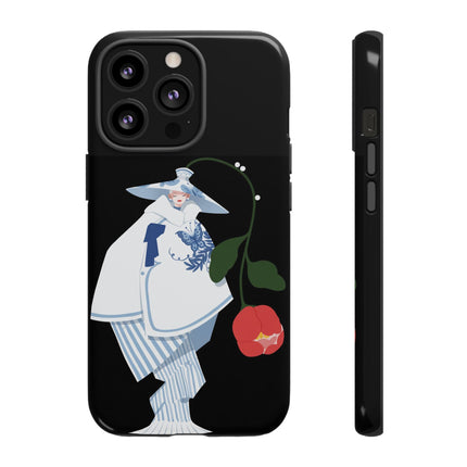 Blue & White Porcelain Geisha Phone Case – Elegant Mystery & Floral Grace