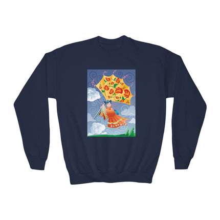 Flight of Blossoms Youth Crewneck Sweatshirt – Freedom, Imagination & Joyful Flight