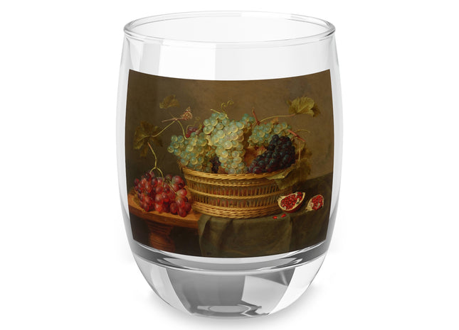 Basket of Grapes and a Pomegranate on a Table by Jacob van Hulsdonck Whiskey Glass