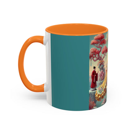 Cherry Blossom Courtesans & Crimson Crab Colorful Mug – Imperial Elegance & Playful Charm