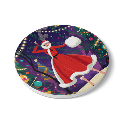 ❄️🎄 The Christmas Snowball Dance Ceramic Tile – Art Deco Holiday Whimsy