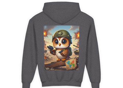 Owl on the Front Lines Youth Heavy Blend Hooded Sweatshirt