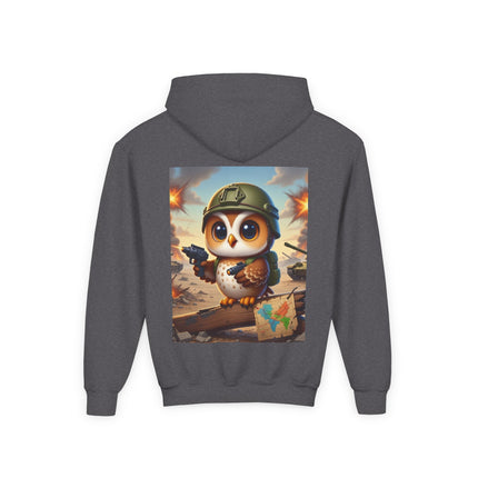 Owl on the Front Lines Youth Hooded Sweatshirt – Courage, Wisdom & Quiet Strength