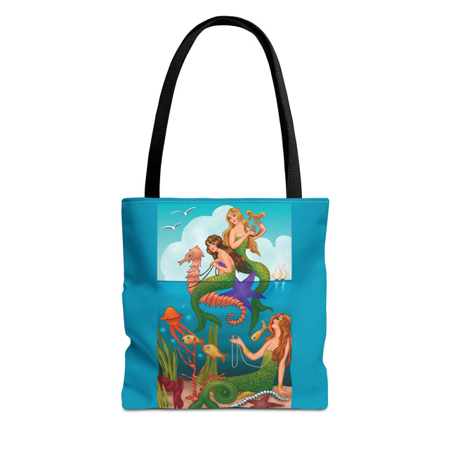 Three Mermaids with Strings of Pearls by Carlo Chiostri Tote Bag (AOP)