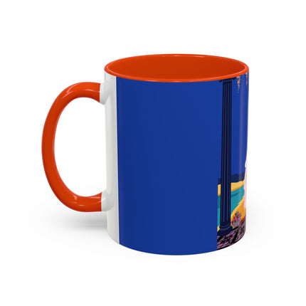 The Moonlit Promenade Colorful Mug (11oz, 15oz) – Blush Elegance, Coastal Romance & Art Deco Style