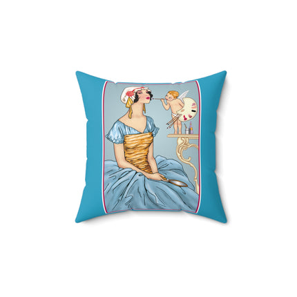 The Enchanting Painter: A Fairy's Artistic Touch Spun Polyester Square Pillow