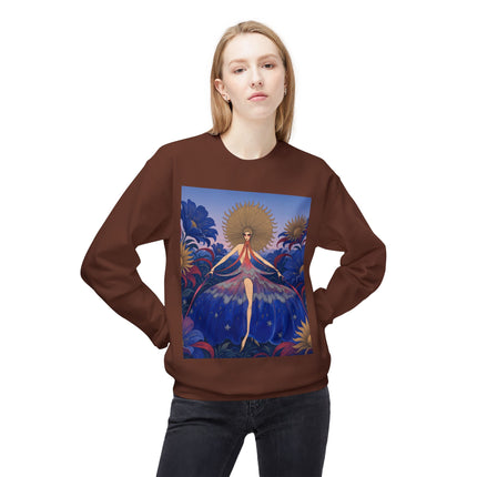 🌞🌸 The Celestial Blossom Garden Dancer Midweight Crewneck Sweatshirt – Art Deco Floral Fantasy