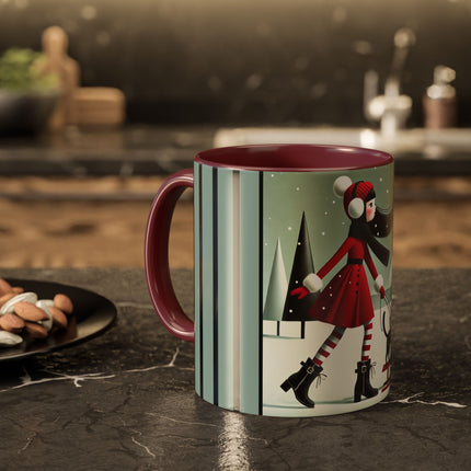 Red Sled & Curious Cats Colorful Mugs (11oz, 15oz)