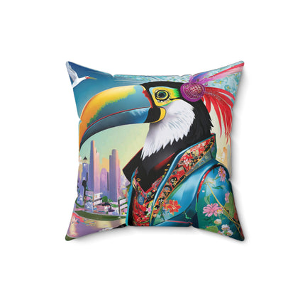 Cyber Toucan Chic Spun Polyester Square Pillow