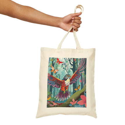A Colorful Raptor Cotton Canvas Tote Bag