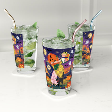 🎃🐈‍⬛ The Pumpkin Moon Embrace Glass, 16oz – Whimsical Halloween Charm