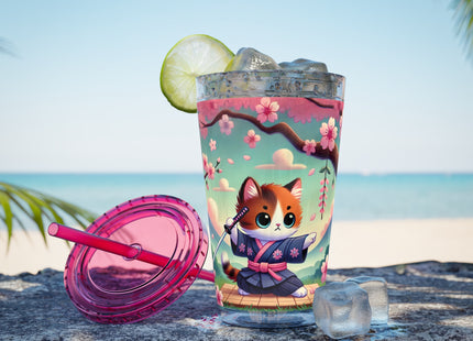 Samurai Kitten Sunsplash Tumbler with Straw, 16oz