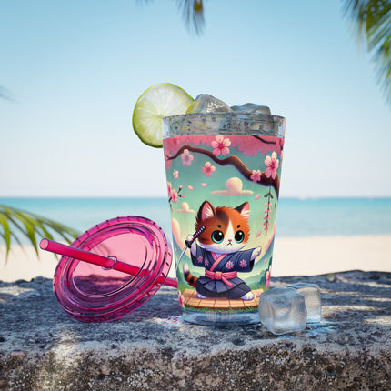 Samurai Kitten Sunsplash Tumbler with Straw, 16oz