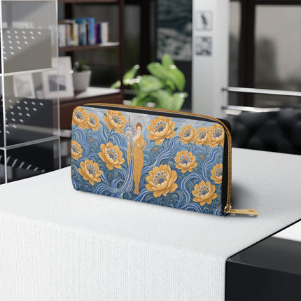 🌼🦚 The Golden Peacock Blossom Garden Wallet – Art Deco Floral Elegance