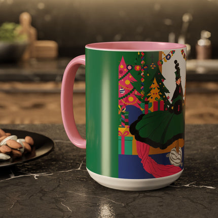 🎄🎁 The Emerald Christmas Belle Colorful Mug – Colorful Holiday Fashion Fantasy