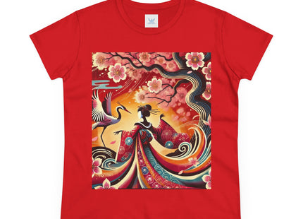 Fairy and Stork Beneath the Cherry Blossoms Cotton Tee