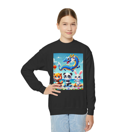 Seaside Scooter Friends Youth Crewneck Sweatshirt – Coastal Fun, Friendship & Playful Adventure