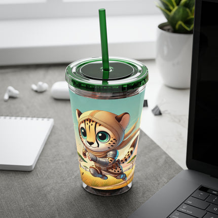 Swift Cheetah Sunsplash Tumbler with Straw, 16oz