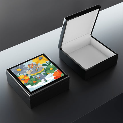 ❄️🌼 The Winter Flower Wanderer Jewelry Box – Colorful Art Deco Snow Fantasy