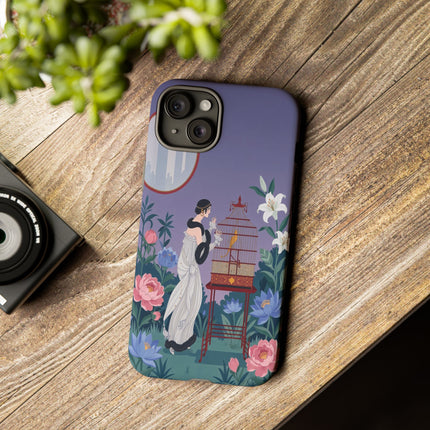 🌸🐦 The Lady Of The Garden Birdcage Phone Case – Art Deco Floral Elegance